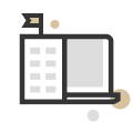 building with flag in the top icon